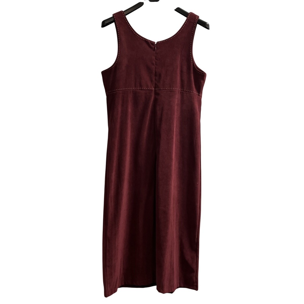 Vintage Jumper Dress M Red Maroon Jumper Faux Suede Maxi Cottagecore Grandma